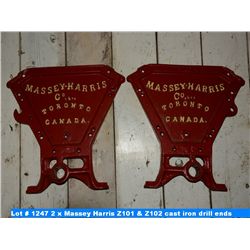 2 x Massey Harris Z101 & Z102 cast iron drill ends