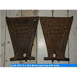 2 x Van Brunt cast iron drill ends
