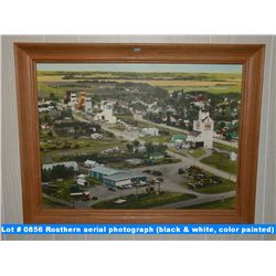Rosthern aerial photograph (black & white, color painted)