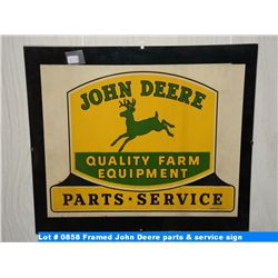 Framed John Deere parts & service sign