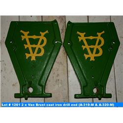 2 x Van Brunt cast iron drill end (A-319-M & A-320-M)