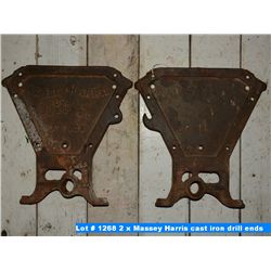 2 x Massey Harris cast iron drill ends