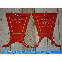 2 x Dowagiac Force Feed cast iron drill ends (A207 & A208)