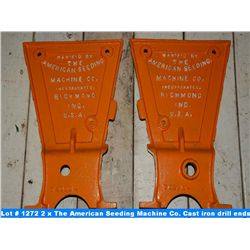 2 x The American Seeding Machine Co. Cast iron drill ends (T386R & T387L)