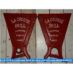 2 x LaCrosse Plow Co. Cast iron drill ends (M256 & M257)