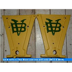 2 x Van Brunt cast iron drill ends (D813 & D814)