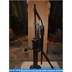Brantford well pump with wooden handle, painted