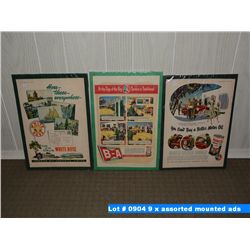 9 x assorted mounted ads