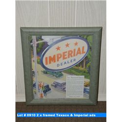 2 x framed Texaco & Imperial ads