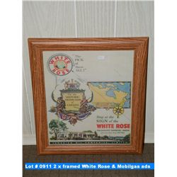 2 x framed White Rose & Mobilgas ads