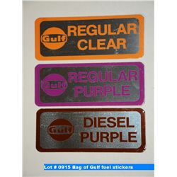 Bag of Gulf "regular clear", "regular purple", & "diesel purple" stickers