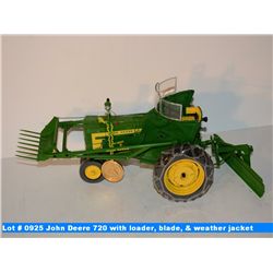 Precision classics Ertl John Deere 720 tractor with loader, blade, & weather brake jacket - #18