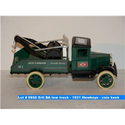 Ertl BA tow truck - 1931 Hawkeye - coin bank