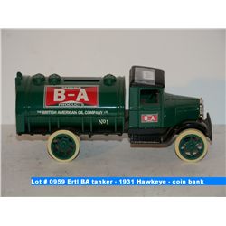 Ertl BA tanker - 1931 Hawkeye - coin bank