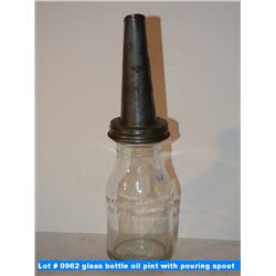 glass bottle oil pint with pouring spout