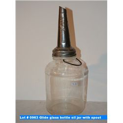 Glide glass bottle oil jar with pouring spout
