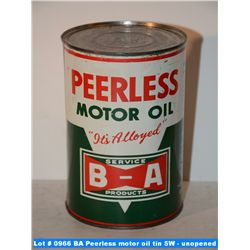 BA Peerless motor oil tin 5W - unopened