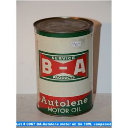 BA Autolene motor oil tin 10W - unopened