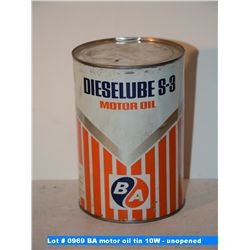 BA dieselube S-3 motor oil tin 10W - unopened