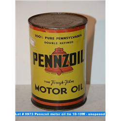 Pennzoil motor oil tin 10-10W - unopened