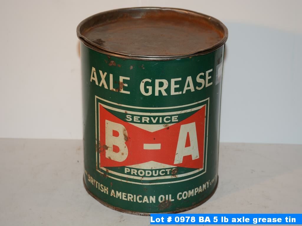 BA 5 lb axle grease tin Bodnarus Auctioneering
