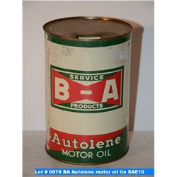 BA Autolene motor oil tin SAE10