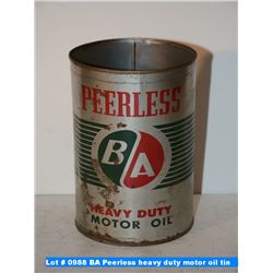 BA Peerless heavy duty motor oil tin