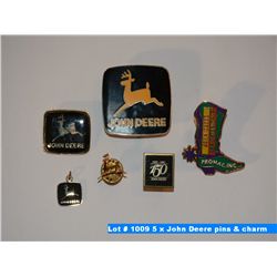 5 x John Deere pins & charm