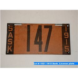 1915 Sask. License plate