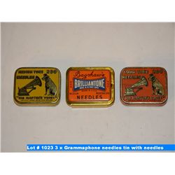 3 x Grammaphone needles tin with needles
