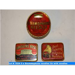 3 x Grammaphone needles tin with needles