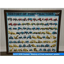framed "History of Ford tractors" poster