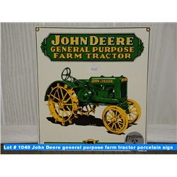 John Deere general purpose farm tractor porcelain sign