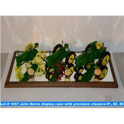 Handmade John Deere display case with precision classics #1, #2, #3 (Ertl John Deere model A tractor