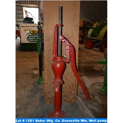 Baker Mfg. Co. Evansville Wis. Well pump with metal handle, painted