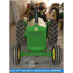 John Deere model A tractor with live hydraulics (#280400)