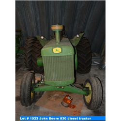 John Deere 830 diesel tractor with live hydraulics, power steering (#8303037)