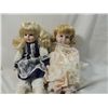 Image 1 : LOT 2 PORCELAIN DOLLS BLUE & PEACH DRESSES