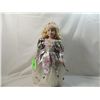 Image 1 : PORCELAIN DOLL WITH STAND SILVER FLOWER DRESS