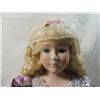 Image 2 : PORCELAIN DOLL WITH STAND SILVER FLOWER DRESS