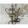 Image 2 : LOT 7 ASSORTED METAL CANDLE STICK HOLDERS TEA POT