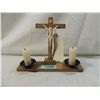 Image 1 : WOODEN CRUCIFIX AND CANDLE DISPLAY