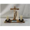 Image 2 : WOODEN CRUCIFIX AND CANDLE DISPLAY