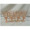Image 1 : LOT 9 PINK DEPRESSION GLASS WINE GLASSES