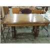 Image 1 : ANTIQUE OAK INLAID QTR SAW DINING TABLE LEAVES