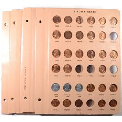 ( 4 ) ALBUM SHEETS CONTAINING BU LINCOLN CENTS FROM 1930'S, 40'S AND 50'S