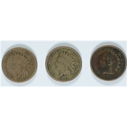 LOT OF ( 3 ) BETTER DATE INDIAN HEAD CENTS: 1859, 1862, AND 1864 ALL VG