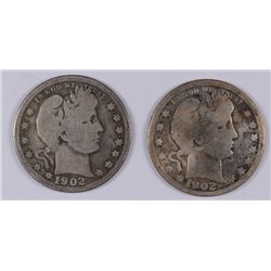 ( 2 ) 1902-S BARBER QUARTER, GOOD+