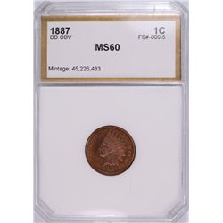 1887 DOUBLE DIE OBVERSE INDIAN CENT PCI MS-60  FS# 009.5