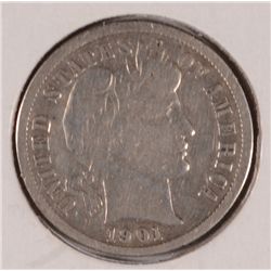 1901-S BARBER DIME VF-25